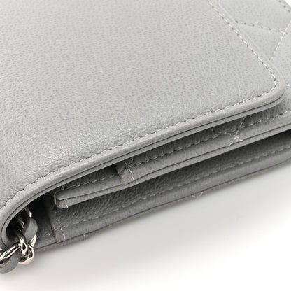 Chanel Grained Calfskin Quilted CC Box Wallet On Chain WOC Grey 11 of 16