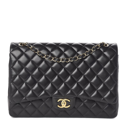 Chanel Lambskin Quilted Maxi Double Flap Black 1 of 10