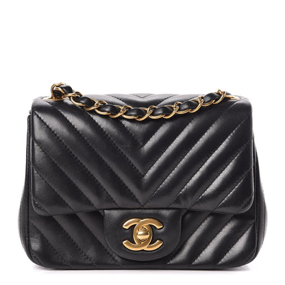 Chanel Lambskin Chevron Quilted Mini Square Flap Black 1 of 10