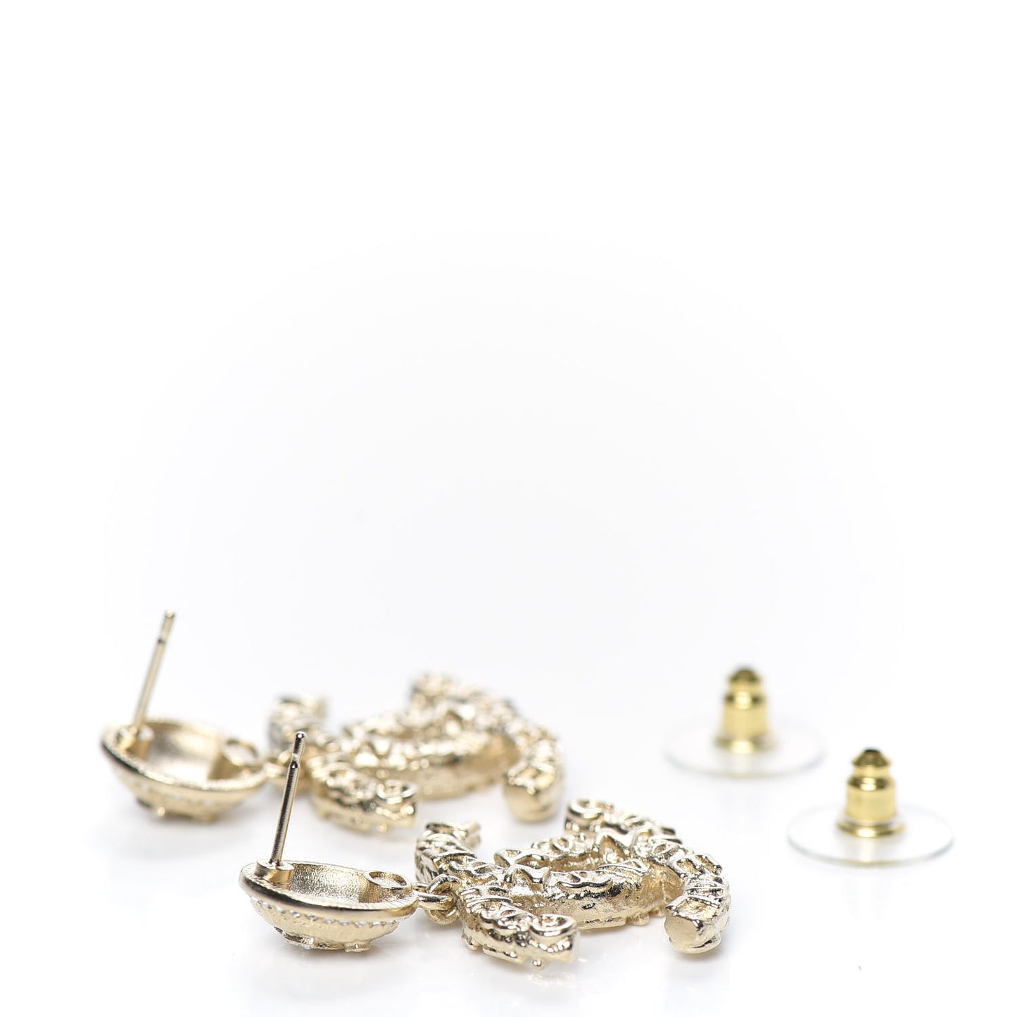 Crystal CC Drop Earrings Gold