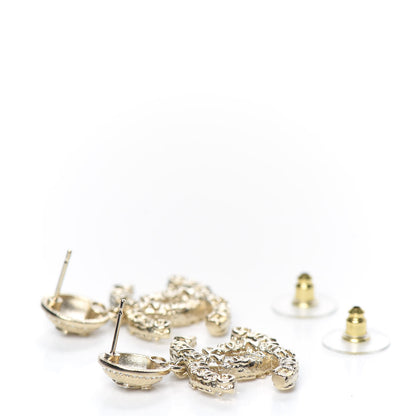 Chanel Crystal CC Drop Earrings Gold 4 of 5