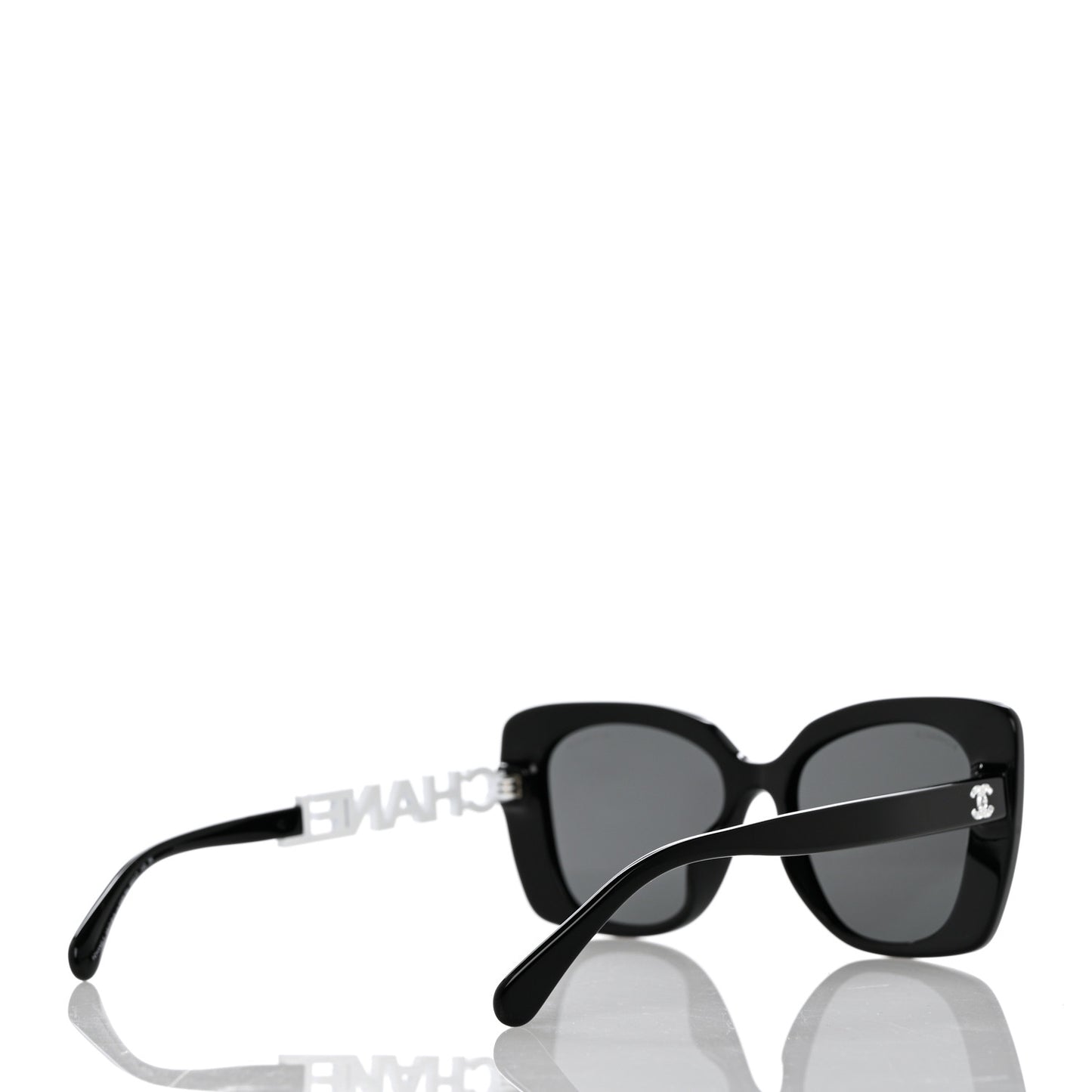 Acetate Strass Square Sunglasses 5422-B-A Black White