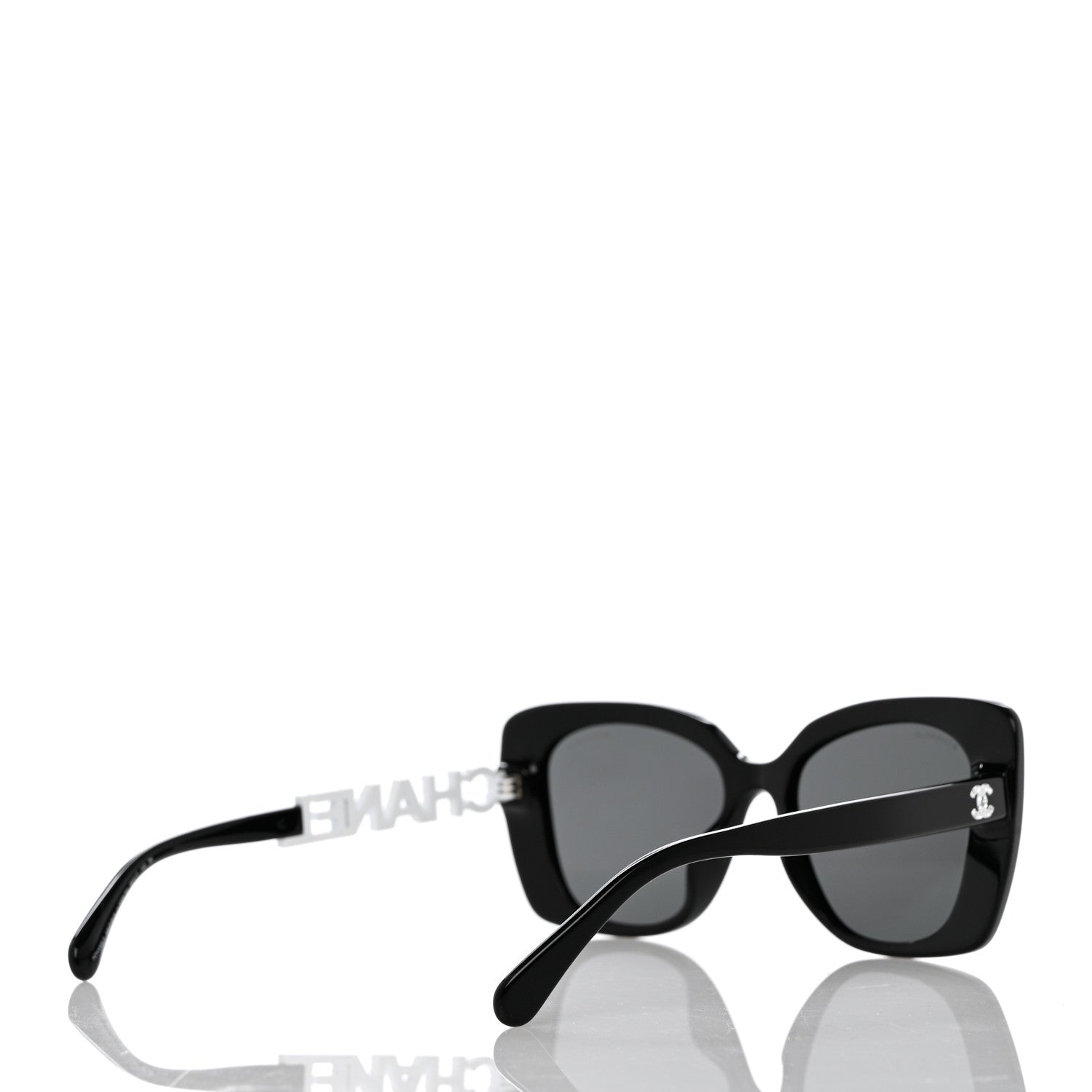 Chanel Acetate Strass Square Sunglasses 5422-B-A Black White 4 of 8