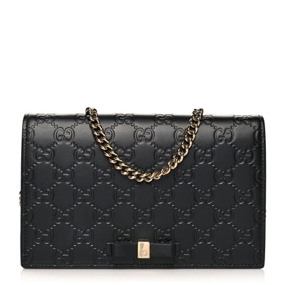 Gucci Guccissima Signature Bowy Chain Wallet Black 1 of 9