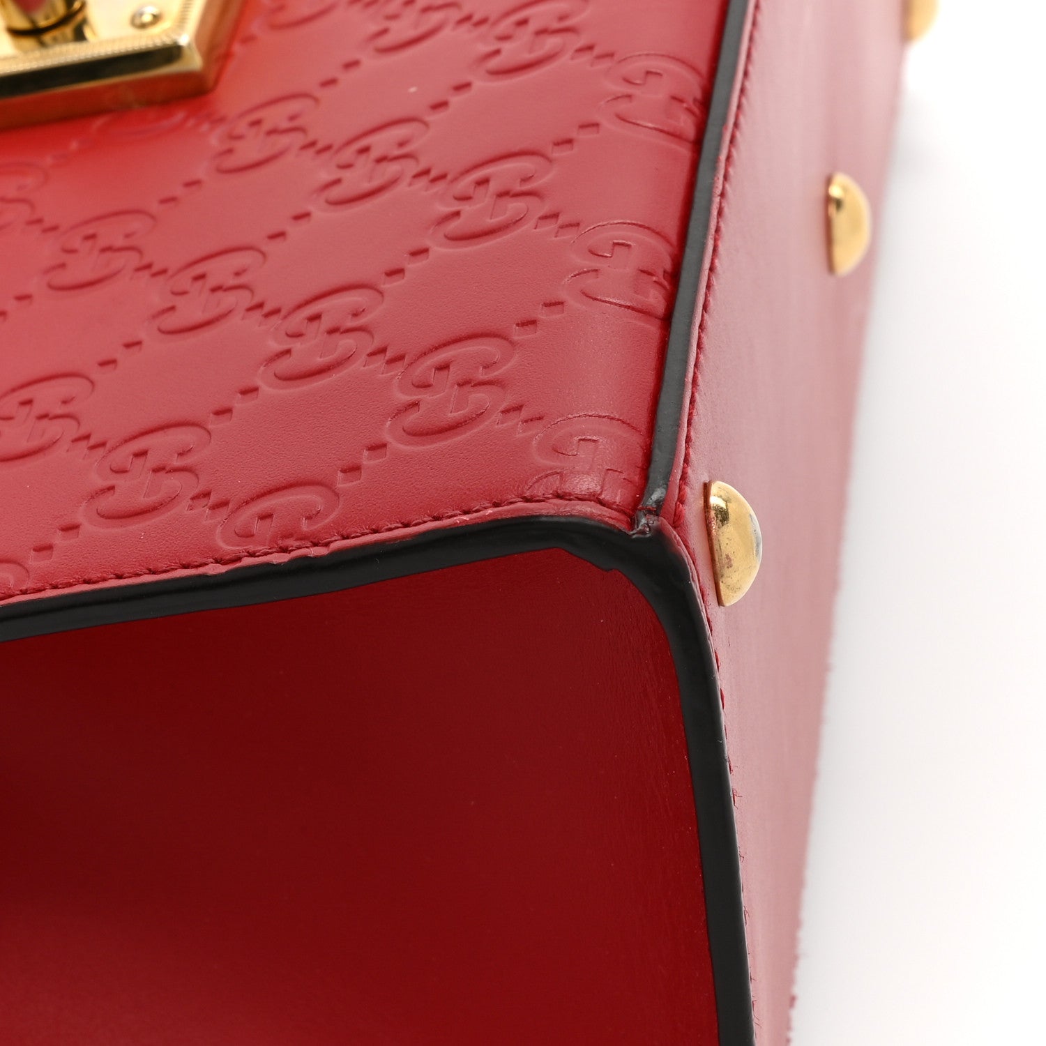 Gucci Guccissima Signature Small Padlock Top Handle Bag Hibiscus Red 9 of 11