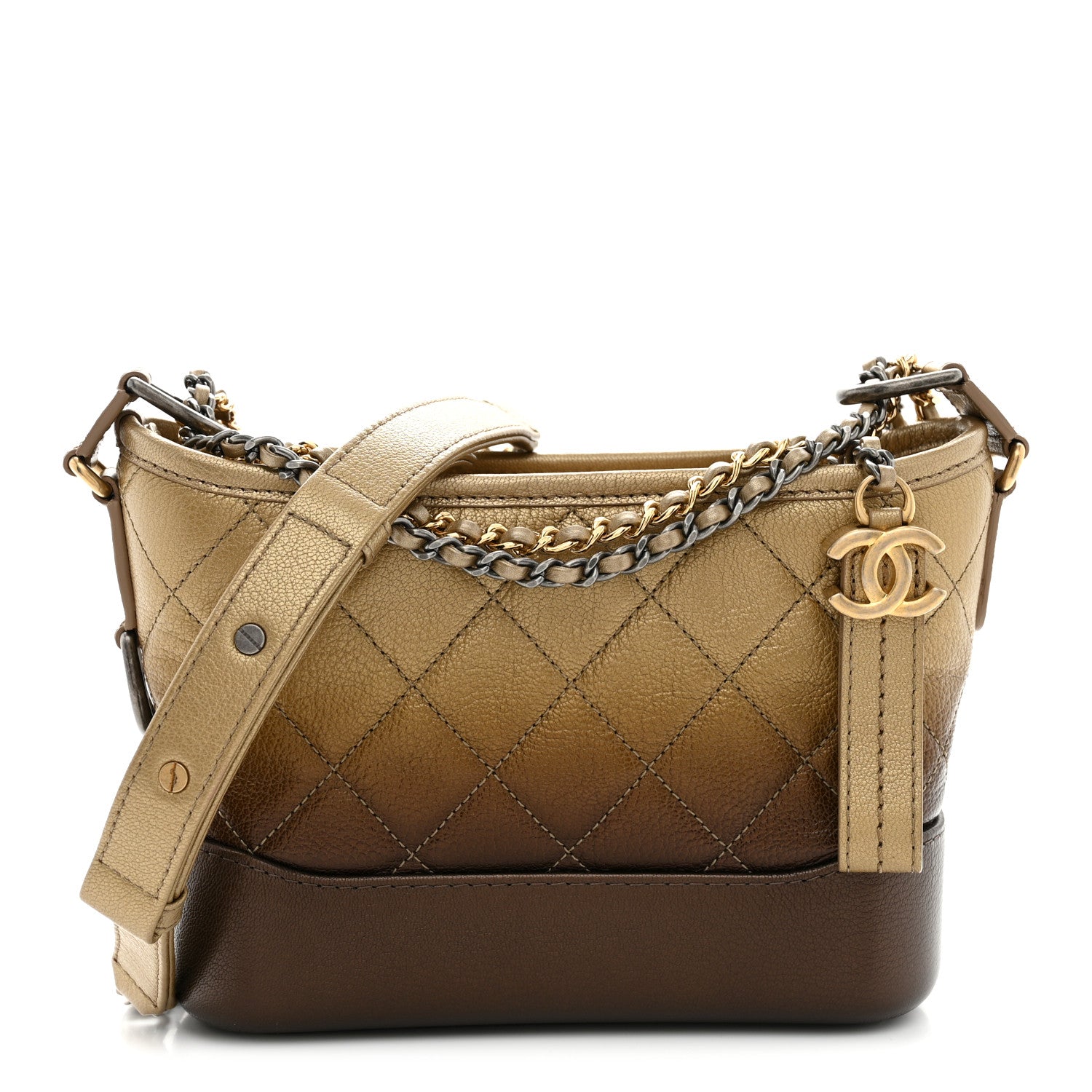 Chanel Metallic Goatskin Quilted Small Gabrielle Hobo Gold Bronze 1 of 11