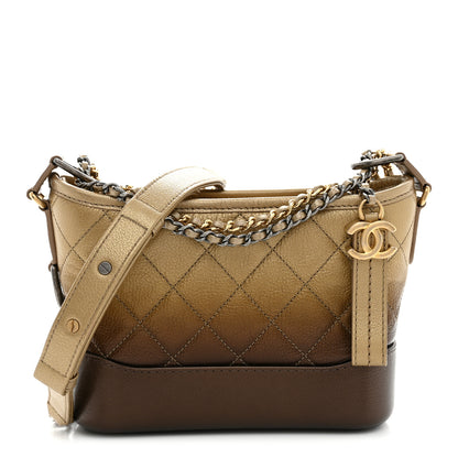 Chanel Metallic Goatskin Quilted Small Gabrielle Hobo Gold Bronze 1 of 11