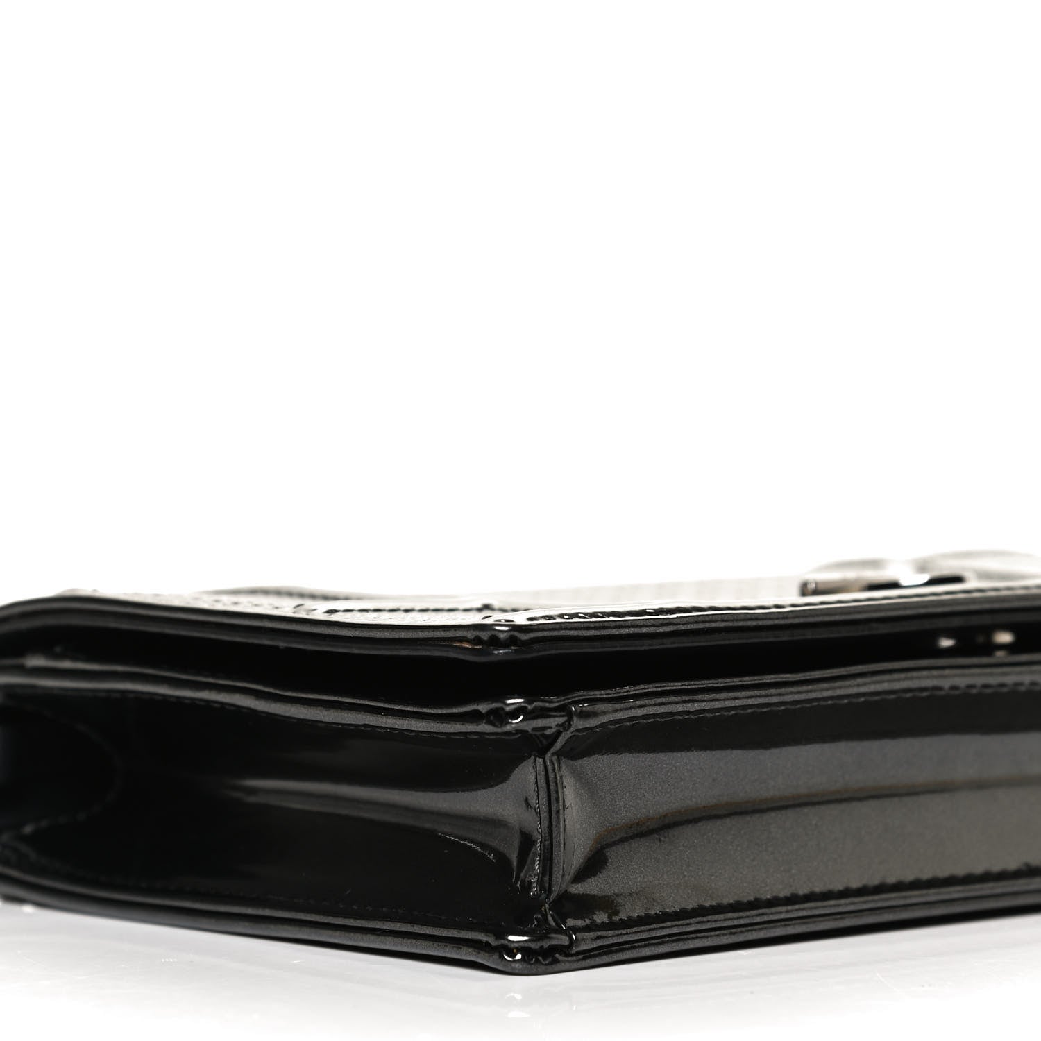 Christian Dior Metallic Patent Micro-Cannage Diorama Wallet on Chain Pouch Onyx Black 8 of 13