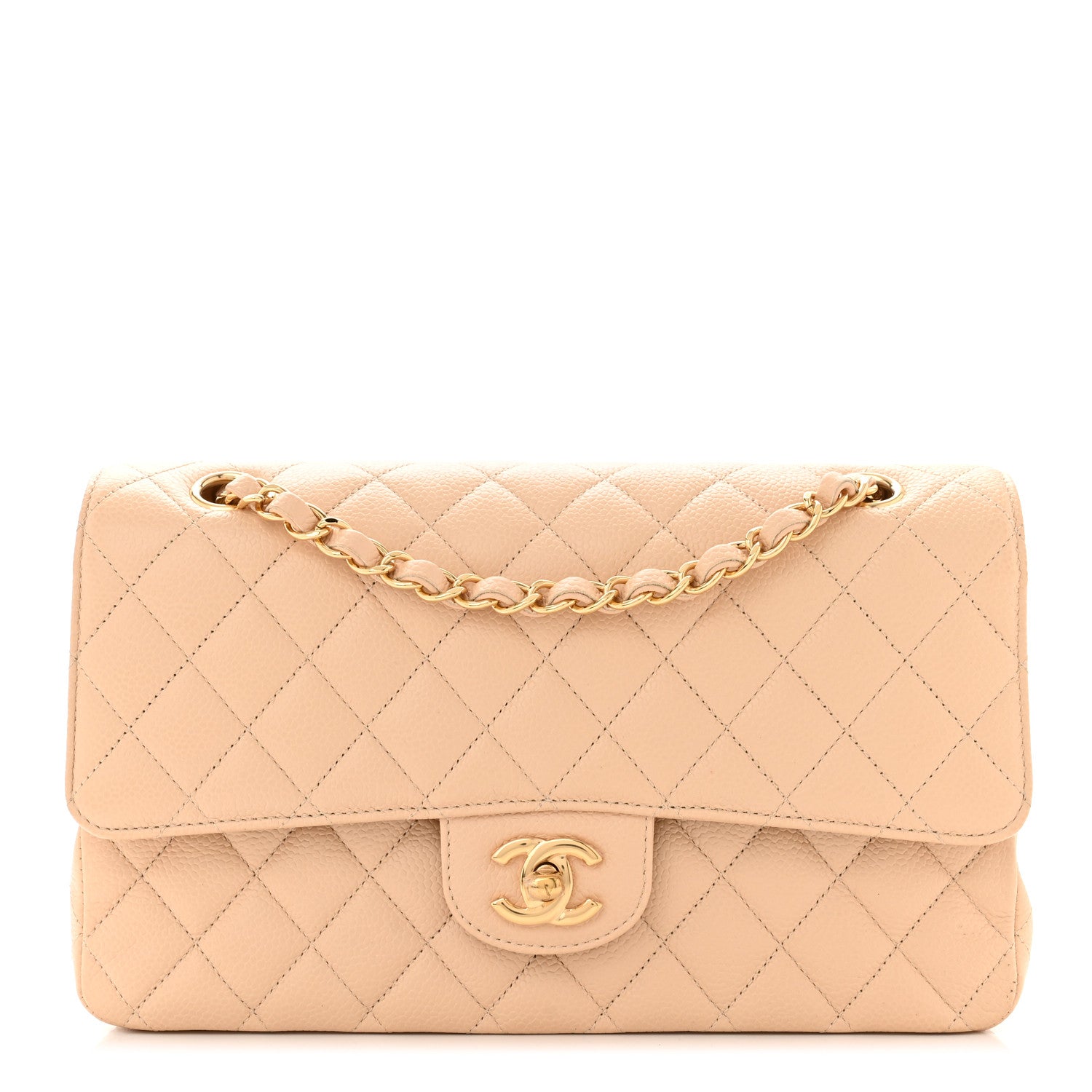 Chanel Caviar Quilted Medium Double Flap Beige 1 of 9