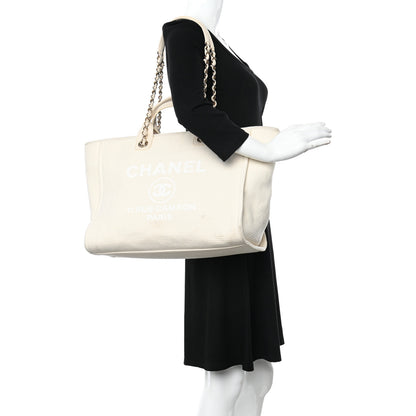 Chanel Mixed Fibers Medium Deauville Tote White 2 of 15