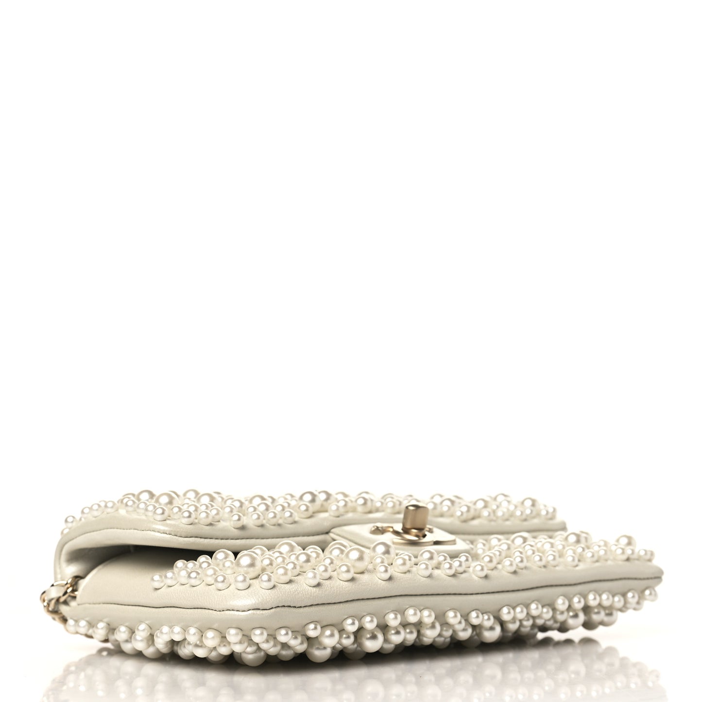Lambskin Pearls Flap White