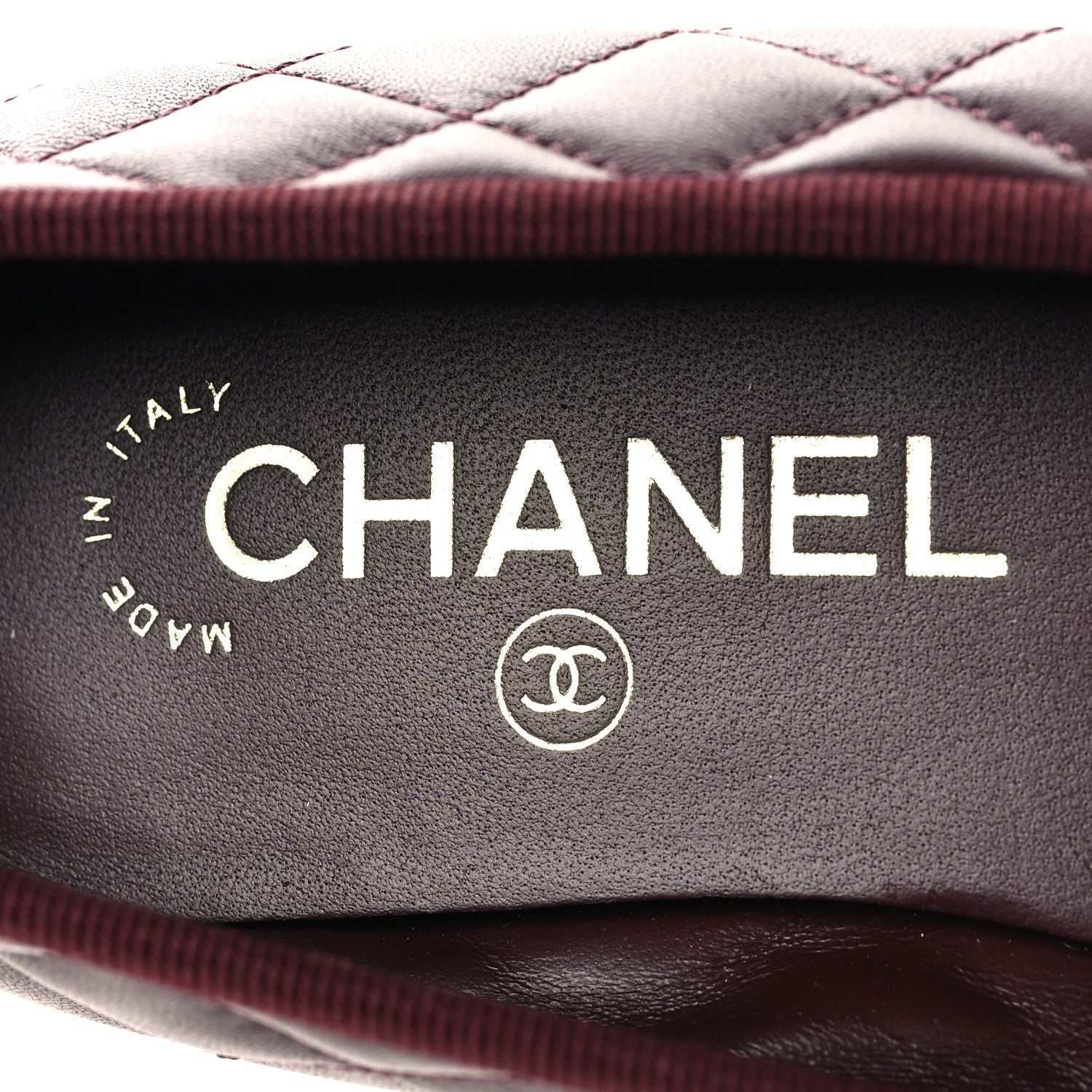 Chanel Lambskin Quilted CC Cap Toe Ballerina Flats 37.5 Dark Burgundy 9 of 10