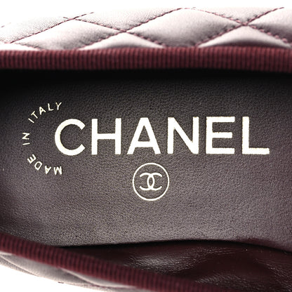 Chanel Lambskin Quilted CC Cap Toe Ballerina Flats 37.5 Dark Burgundy 9 of 10