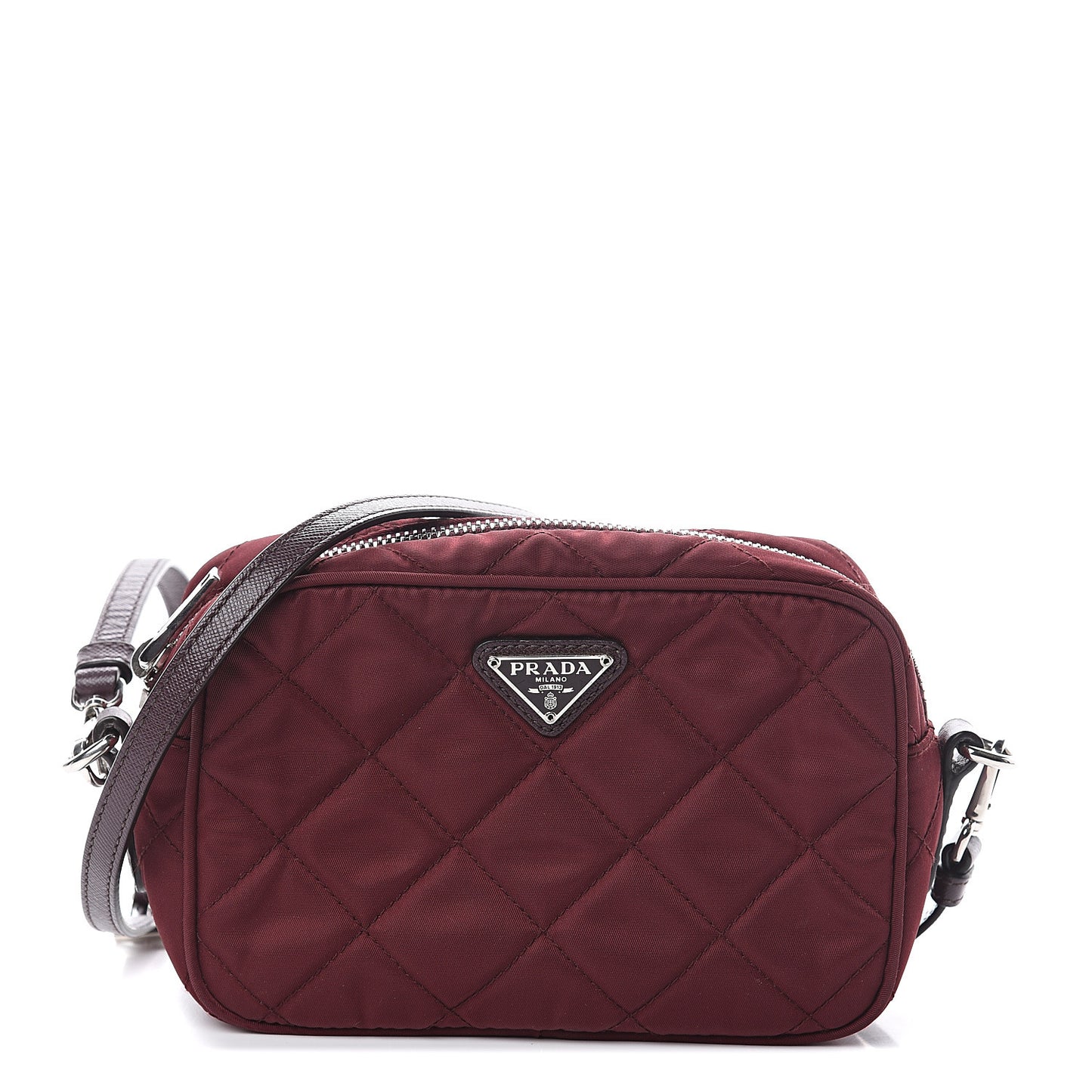 Nylon Tessuto Impuntu Quilted Crossbody Bag Granato