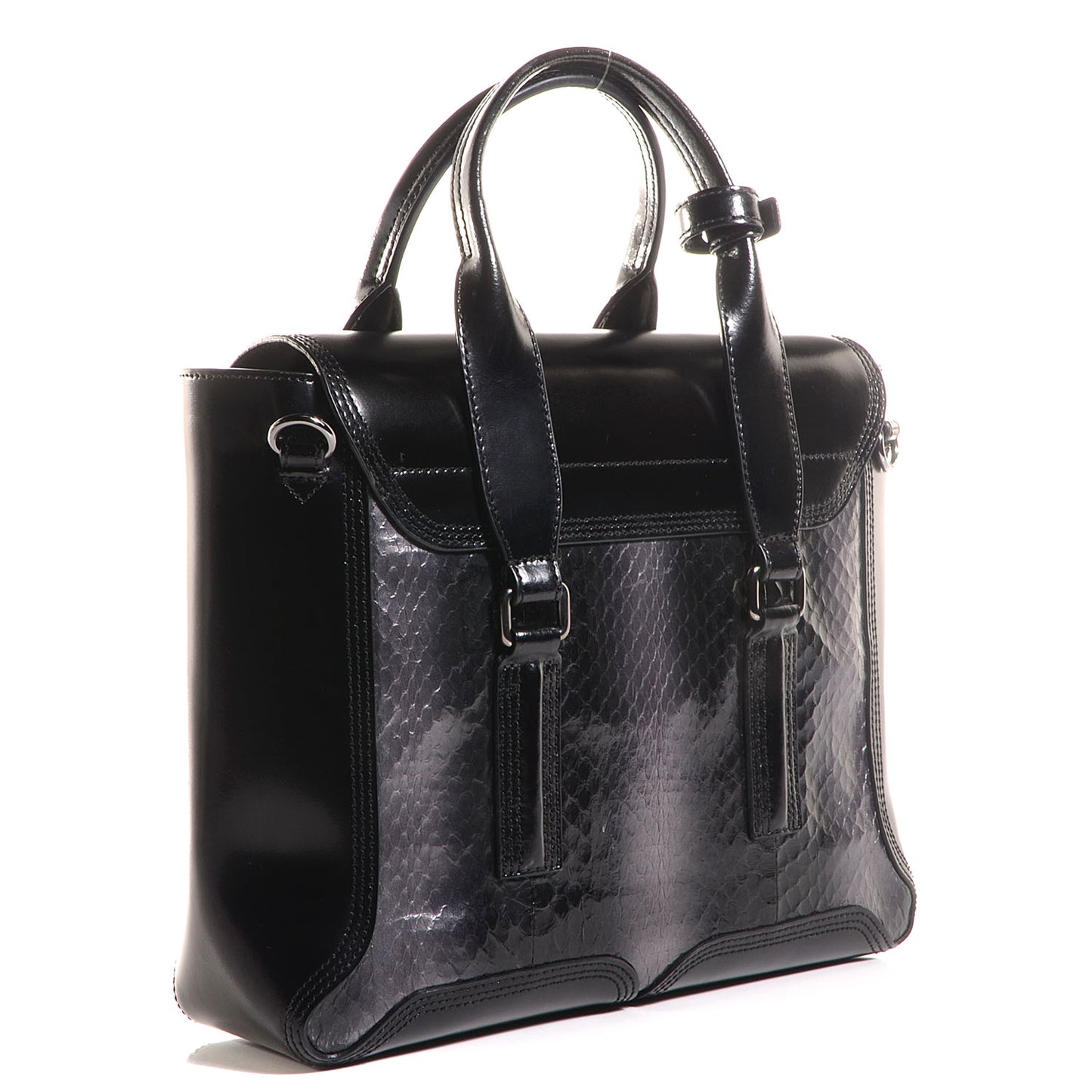 3.1 Leather Snakeskin Medium Pashli Satchel Palladium