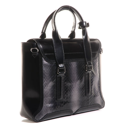 3.1 Phillip Lim 3.1 Leather Snakeskin Medium Pashli Satchel Palladium 3 of 10
