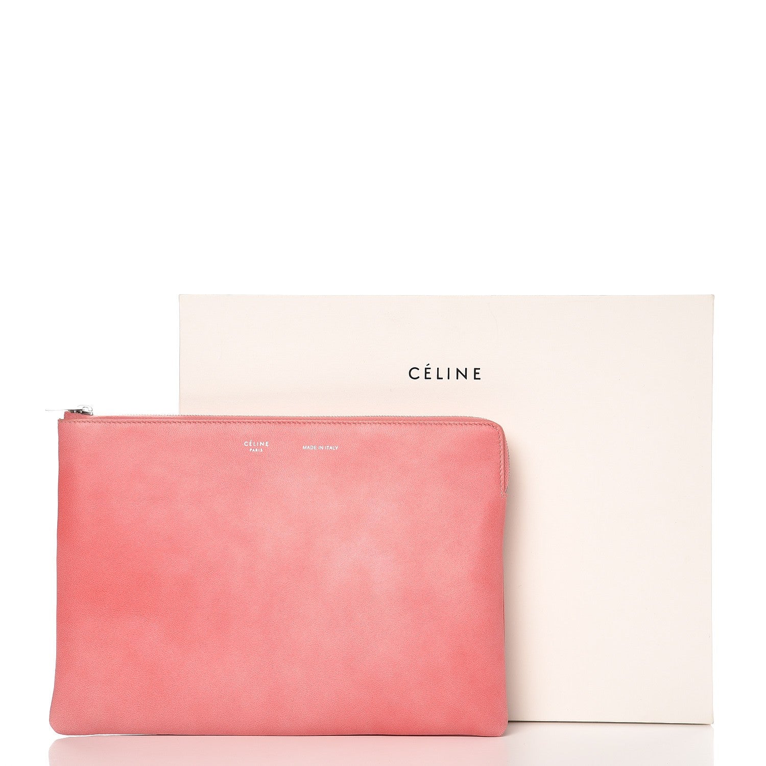 Celine Plastic Bag with Cloudy Lambskin Solo Zip Pouch Clutch Pink 10 of 13
