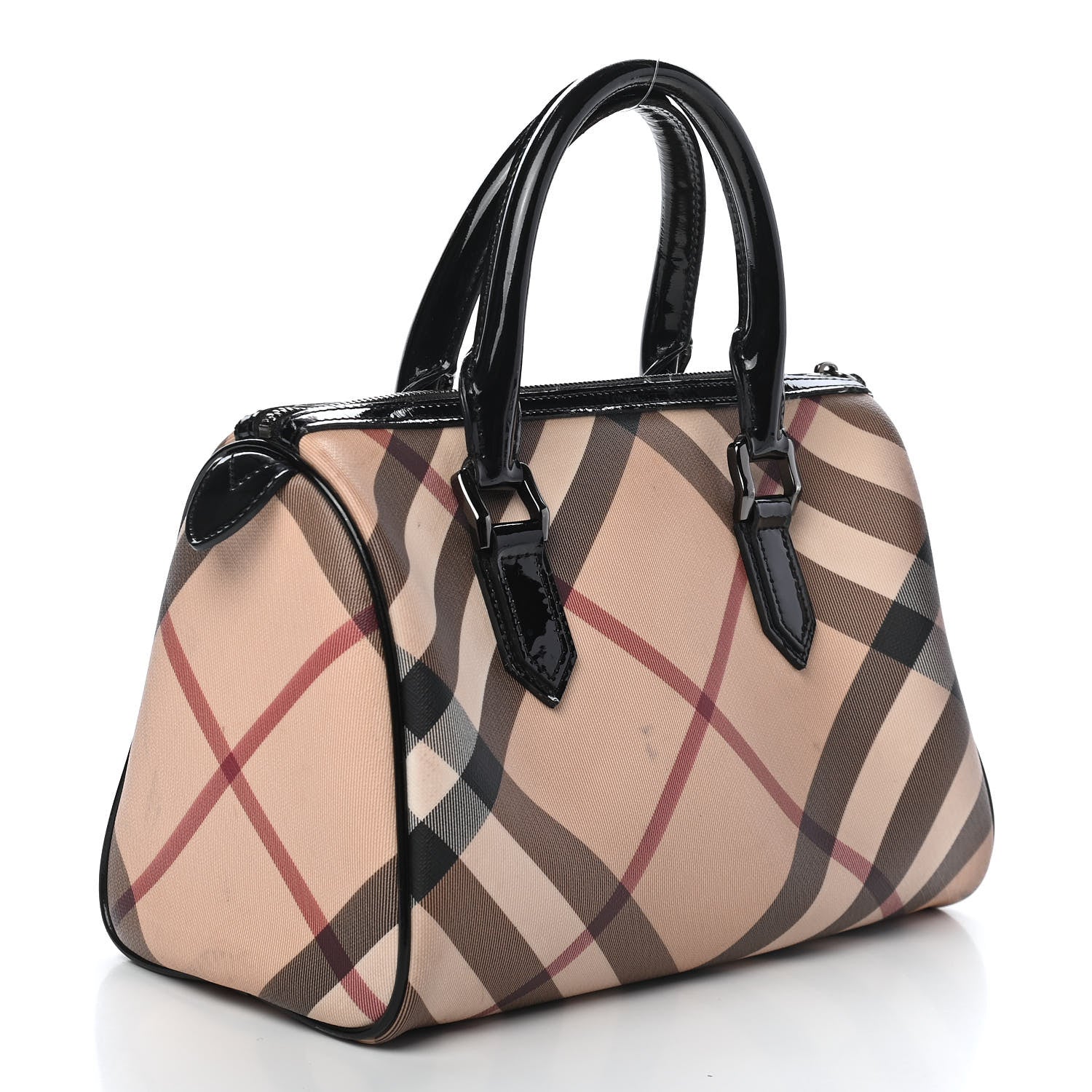 Burberry Supernova Check Patent Small Chester Bowling Bag Black 3 of 13