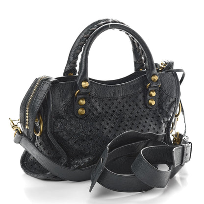 Balenciaga Agneau Stadio Laser Cut Cross Classic Gold Hardware Mini City Black 3 of 9