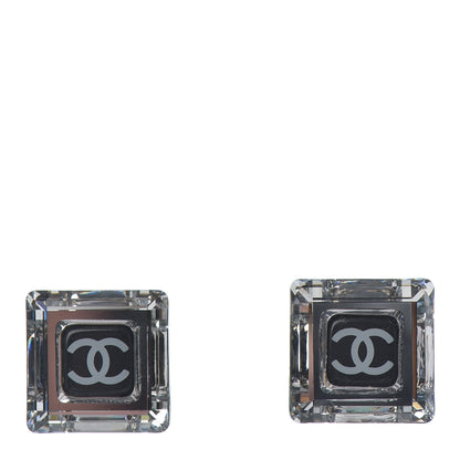 Chanel Crystal CC Square Charm Earrings Black 1 of 4