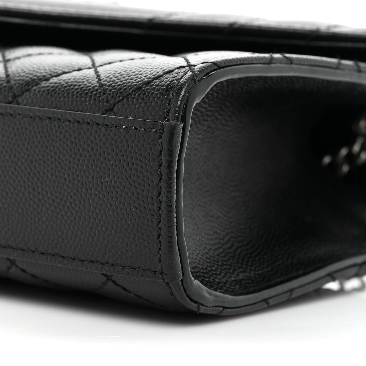 Grain De Poudre Textured Mixed Matelasse Triquilt Small Monogram Satchel Black