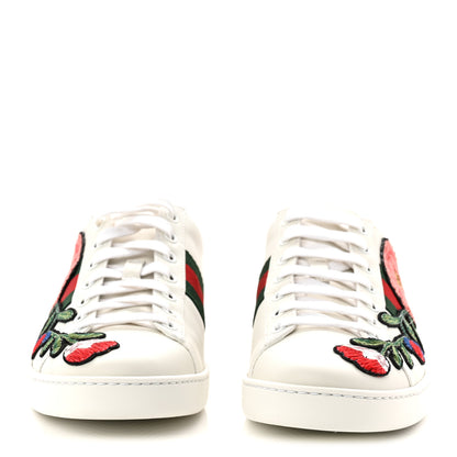 Gucci Calfskin Web Floral Embroidered Womens Ace Sneakers 39 White 3 of 10