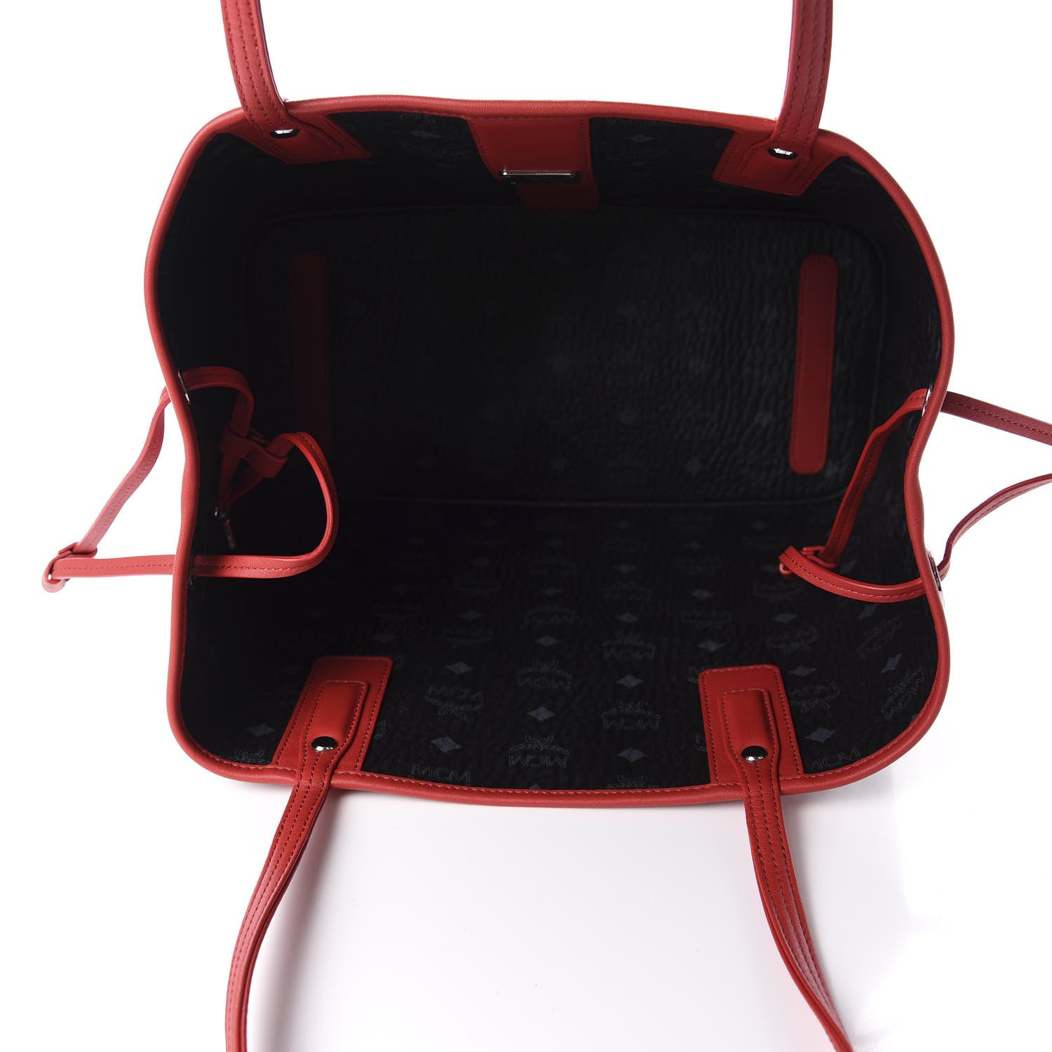 MCM Visetos Medium Liz Reversible Shopper Tote Black Red 12 of 15