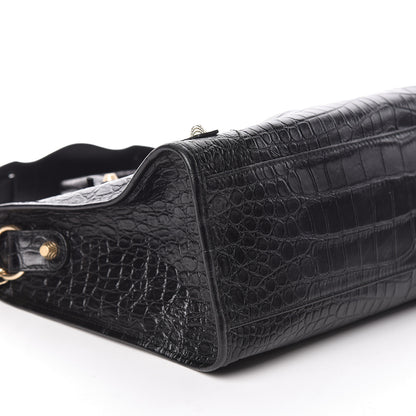 Balenciaga Calfskin Crocodile Embossed Giant 12 Gold Hardware City Black 9 of 12