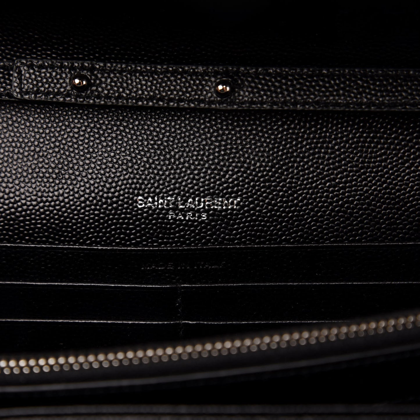 Grain De Poudre Matelasse Chevron Monogram Chain Wallet Black