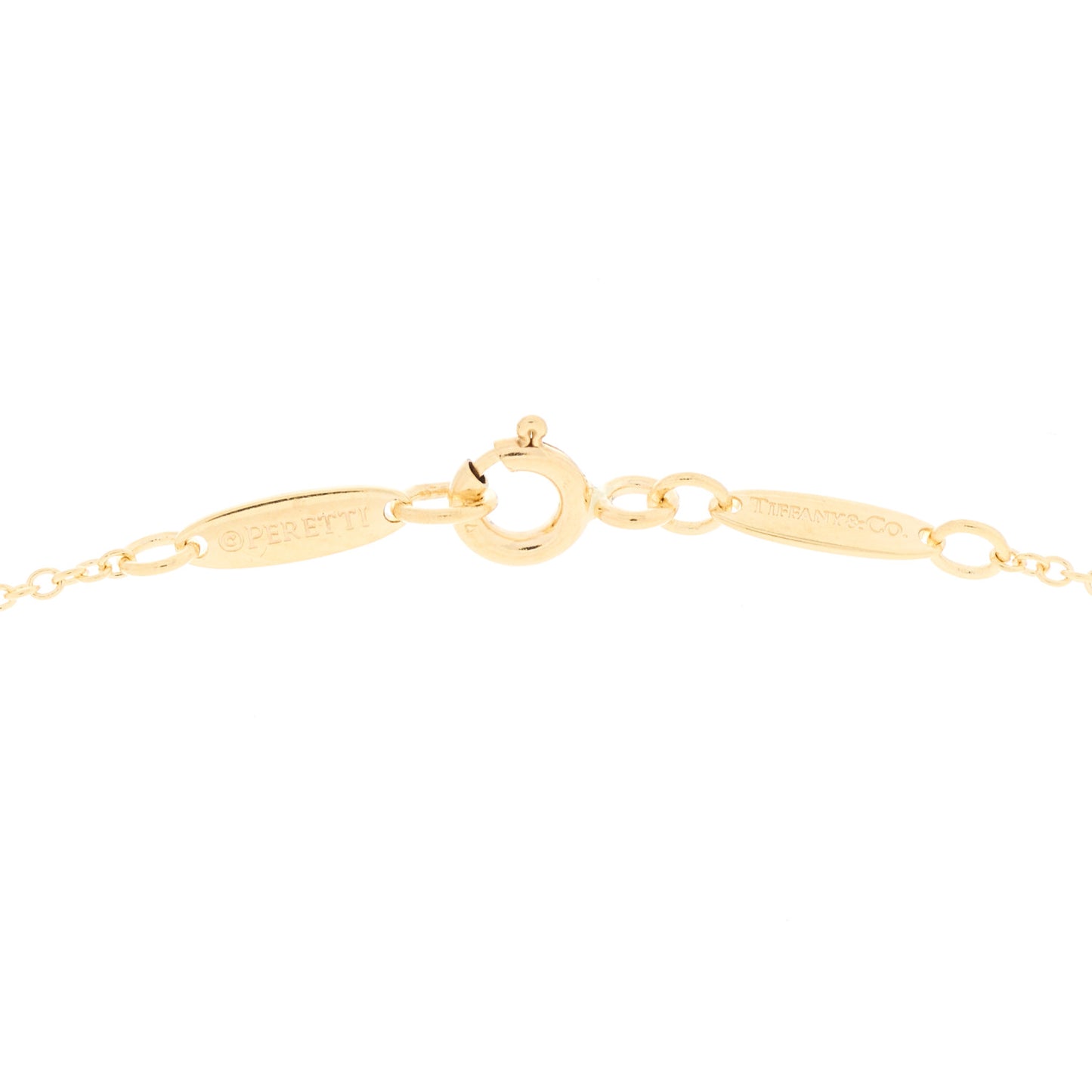 18K Yellow Gold Rhodonite Elsa Peretti Open Heart Pendant Necklace