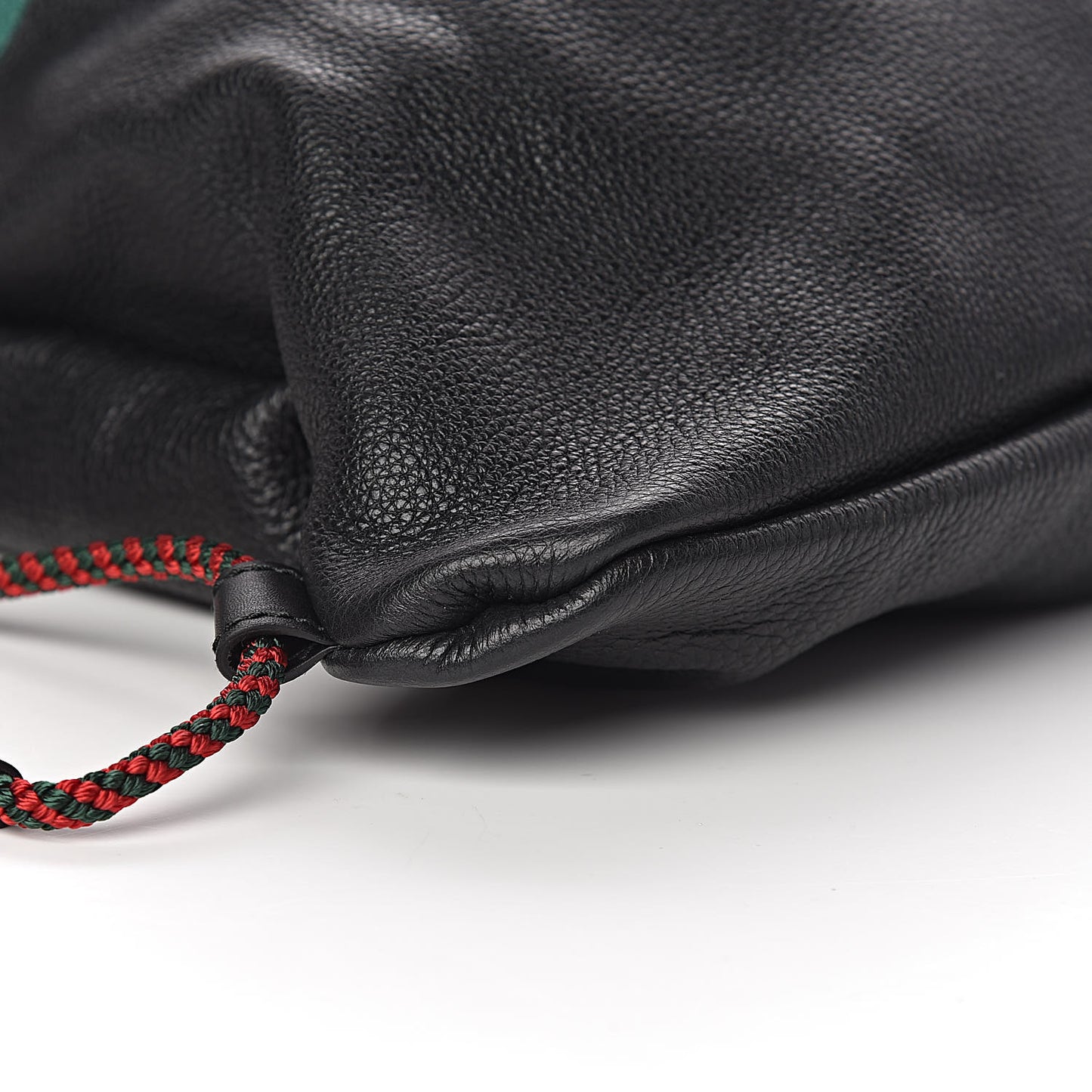 Calfskin Logo Drawstring Backpack Black