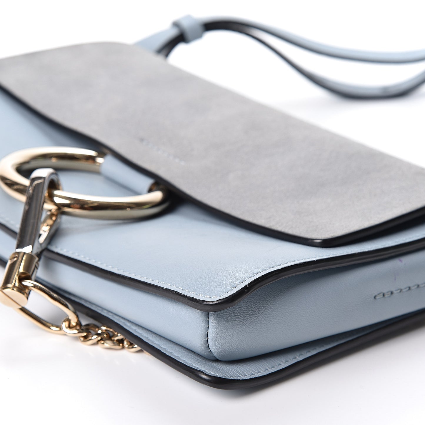 Suede Calfskin Small Faye Shoulder Bag Fresh Blue