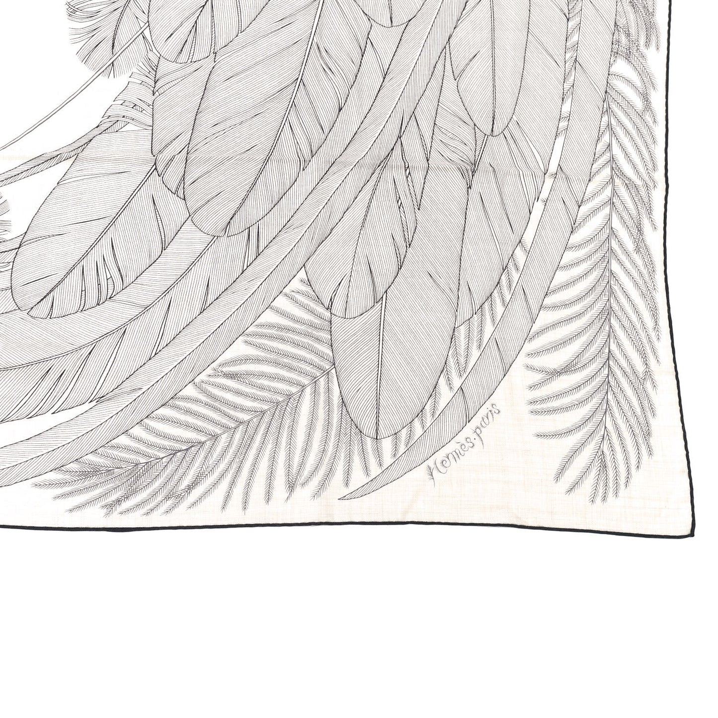 Cashmere Silk Plumes En Fete Shawl 140 Naturel Black