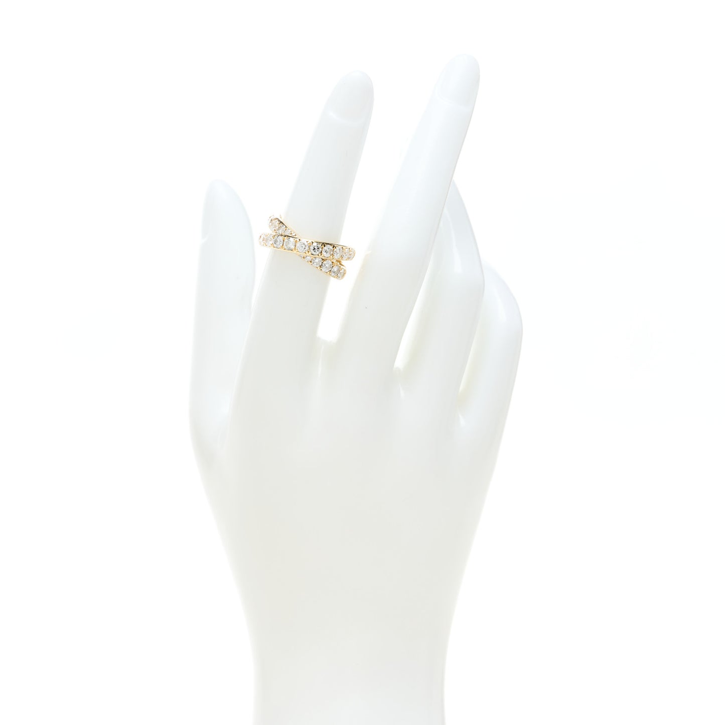 18K Yellow Gold Diamond 8mm Crossover Band Ring 52 6