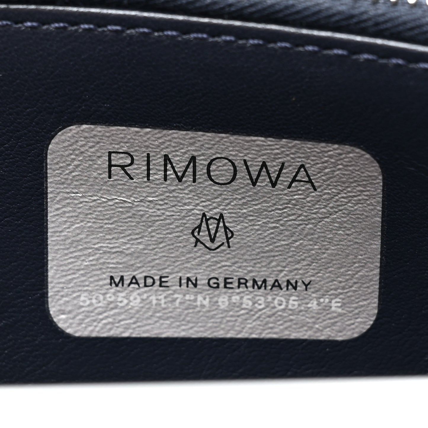 X RIMOWA Aluminum Personal Clutch On Strap Bleu