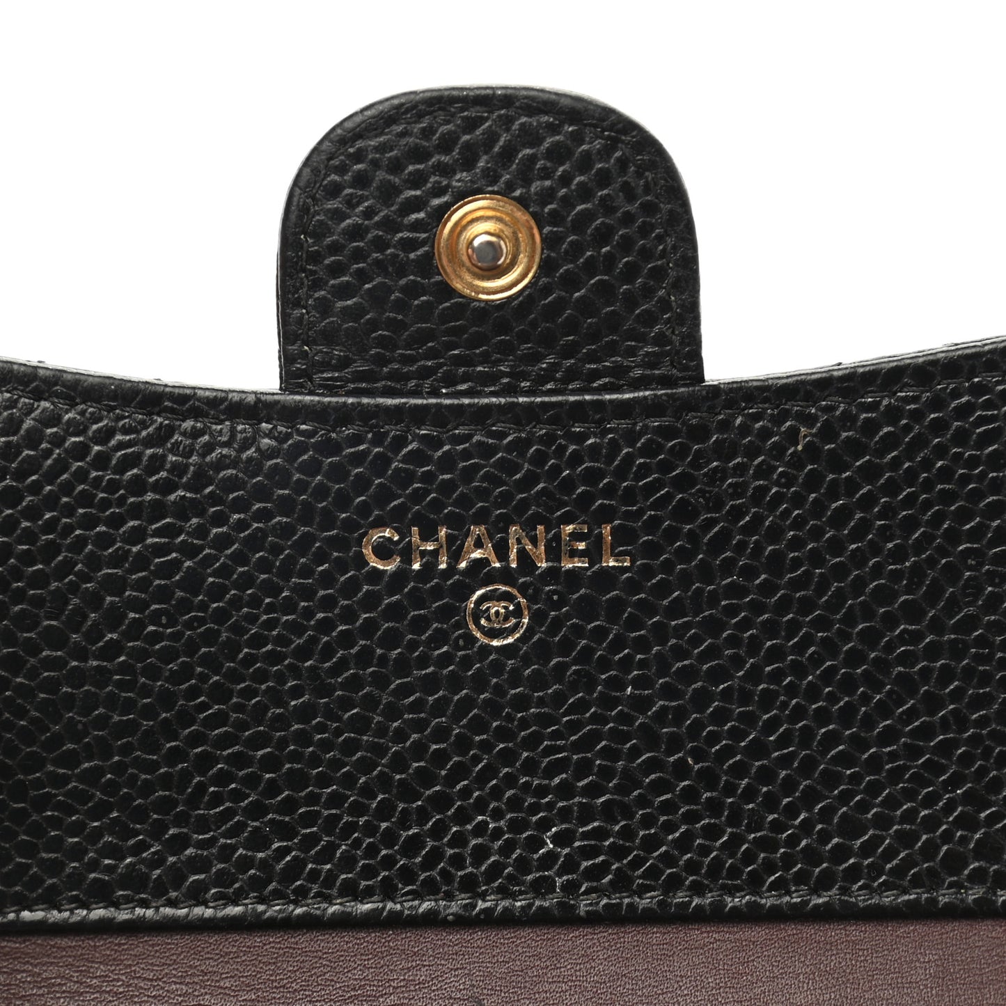 Caviar Quilted Compact Flap Wallet Black