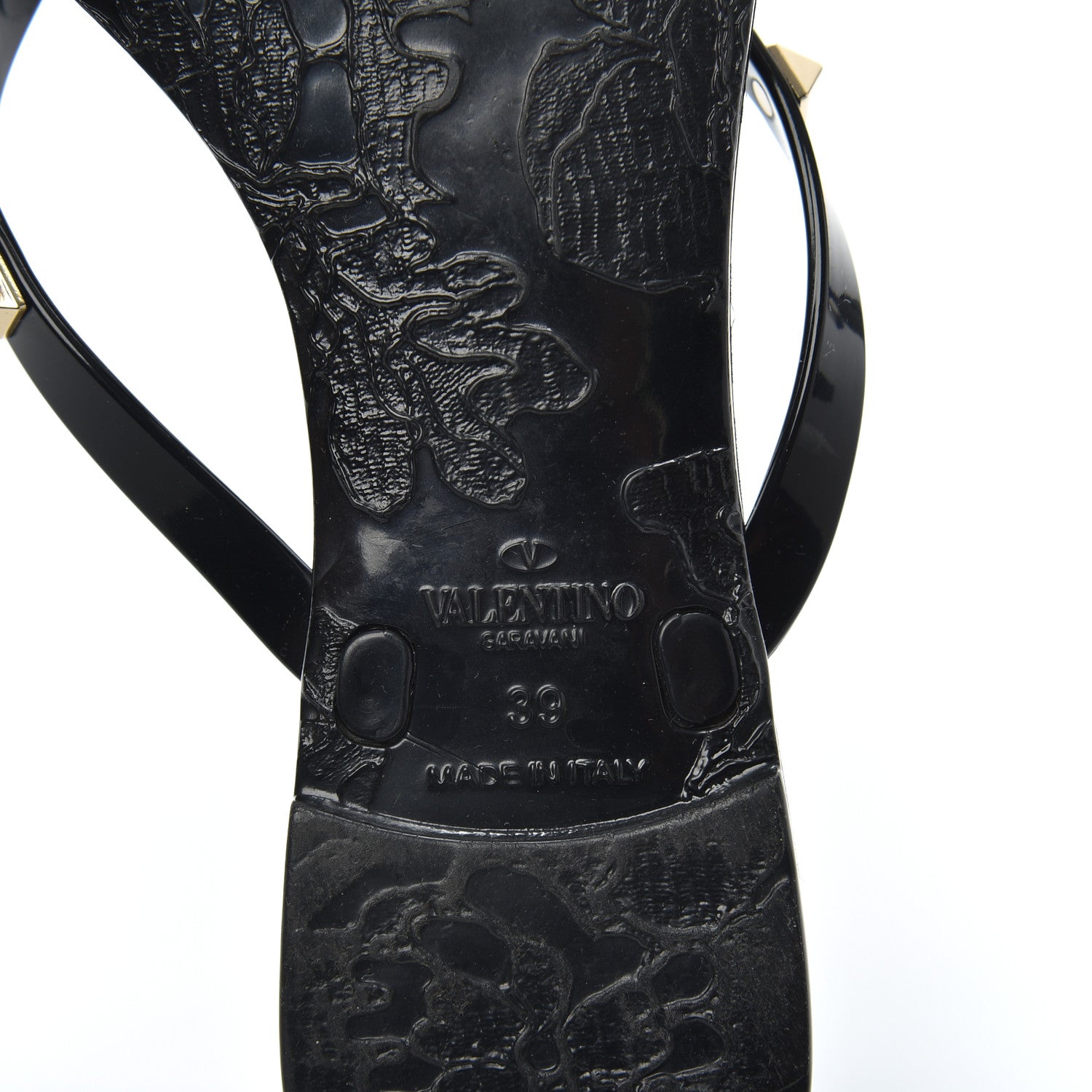 Valentino Garavani PVC Jelly Rockstud Bow Thong Sandals 39 Black 6 of 7