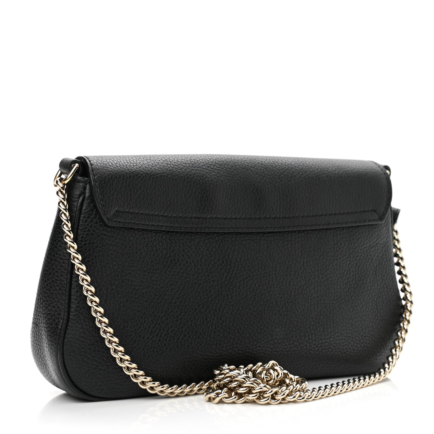 Pebbled Calfskin Medium Soho Flap Crossbody Black