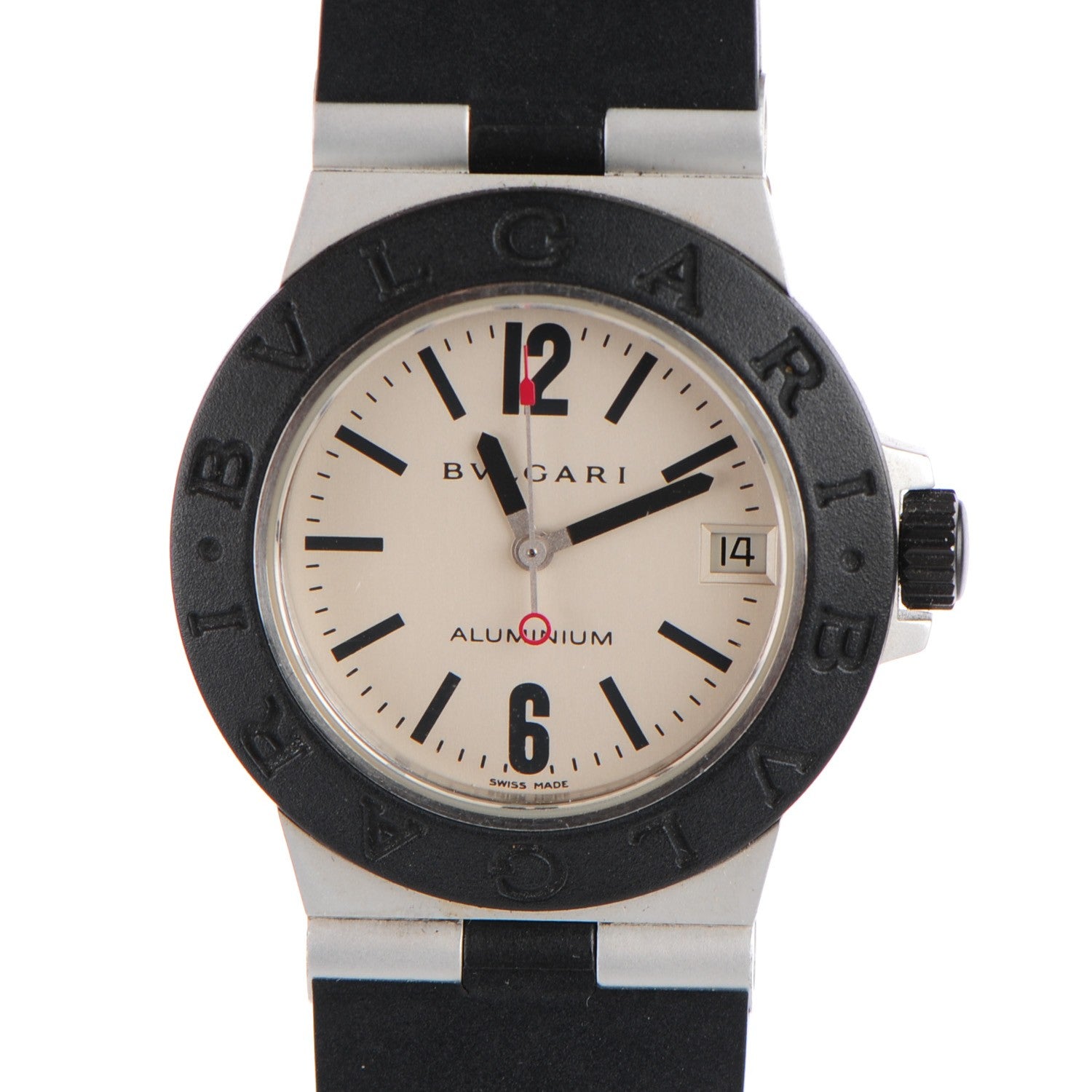 Bulgari Aluminum Rubber 32mm Diagono Quartz Watch 1 of 4