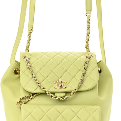 Chanel Lambskin Quilted Large Duma Drawstring Backpack Light Green 8 of 10