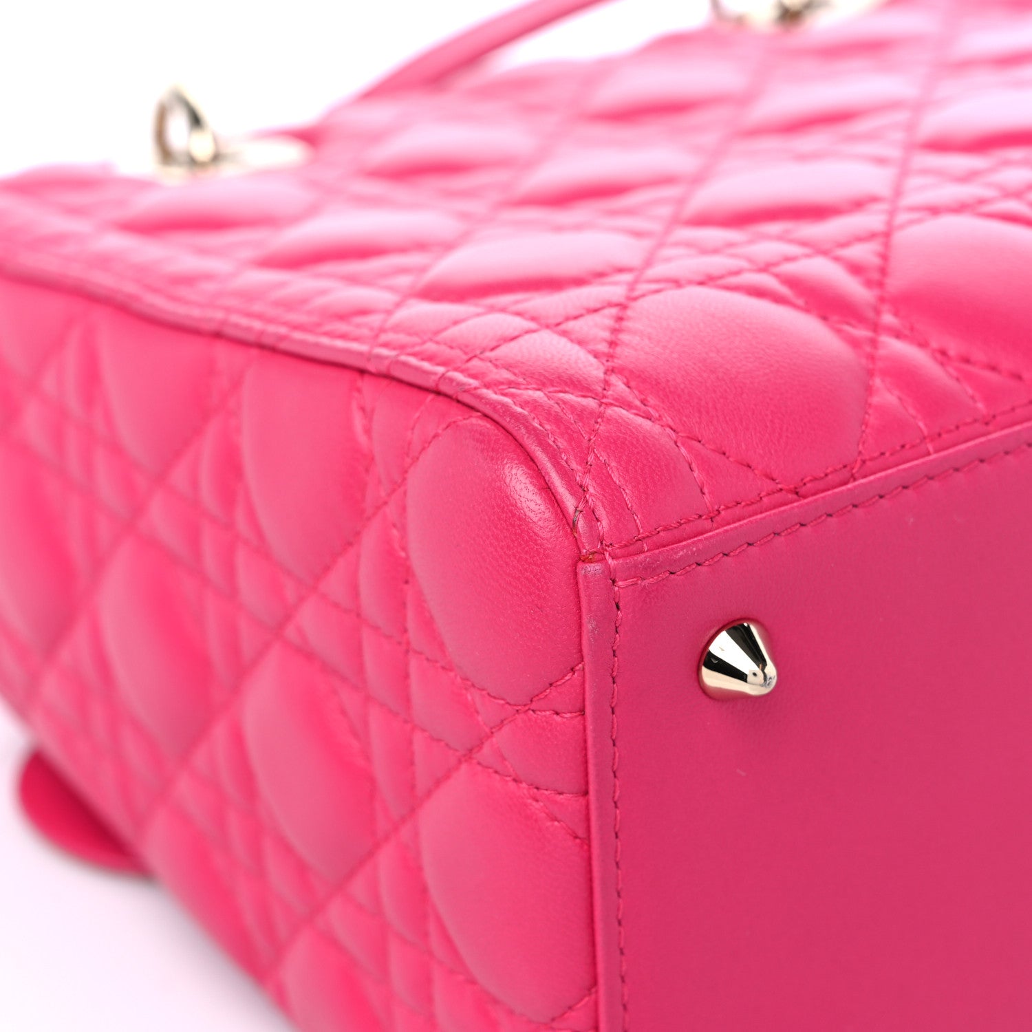 Christian Dior Lambskin Cannage Medium Lady Dior Fuchsia 10 of 14