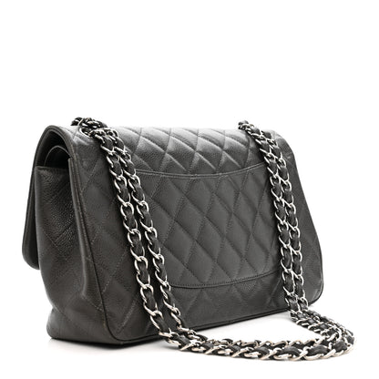 Chanel Caviar Quilted Jumbo Double Flap Grey 2 of 15