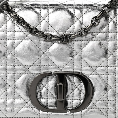 Christian Dior Metallic Calfskin Cannage Medium Caro Bag Argent 8 of 10
