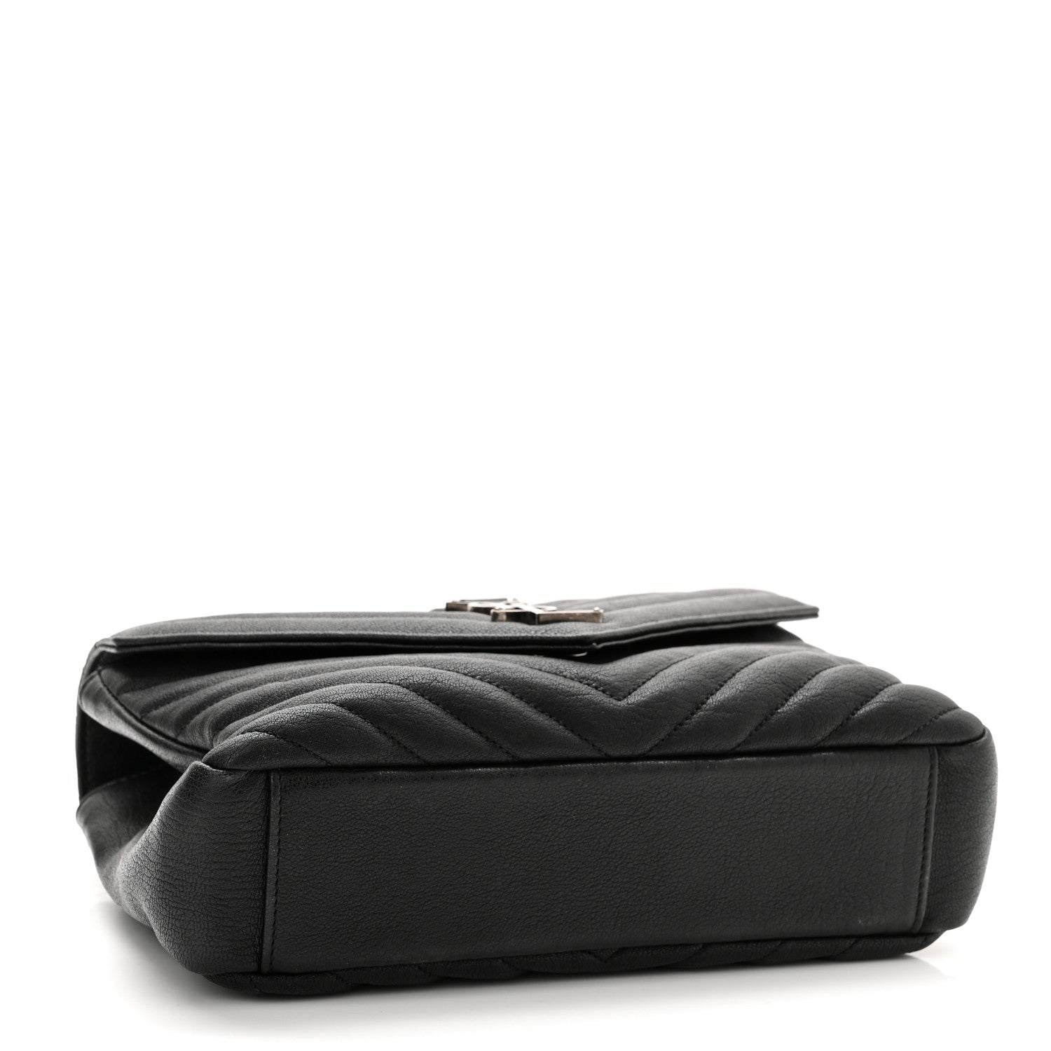 Saint Laurent Sheepskin Matelasse Chevron Monogram Medium College Bag Black 4 of 13