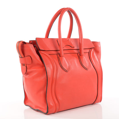 Celine Drummed Calfskin Mini Luggage Vermillion 3 of 14