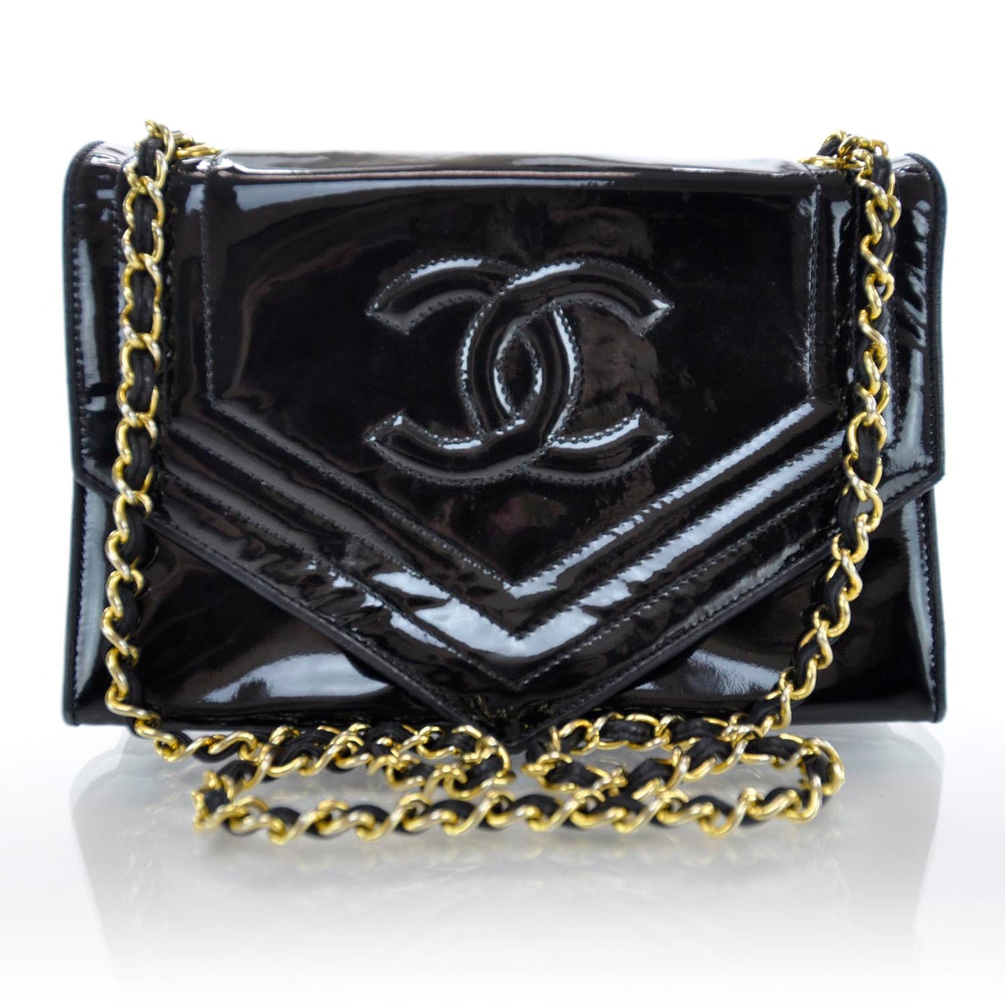 Patent Envelope Flap Bag Black