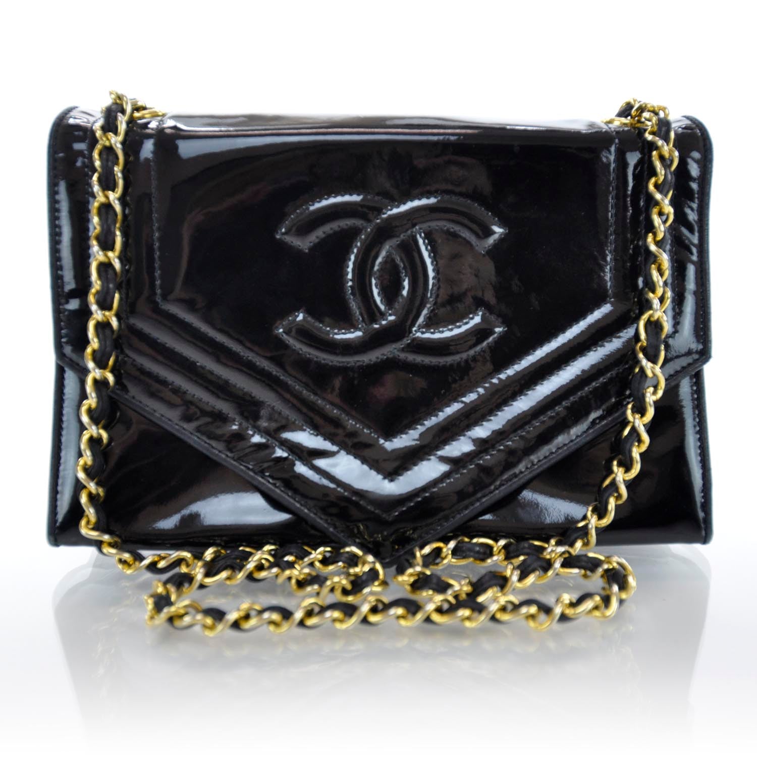 Chanel Patent Envelope Flap Bag Black 1 of 10