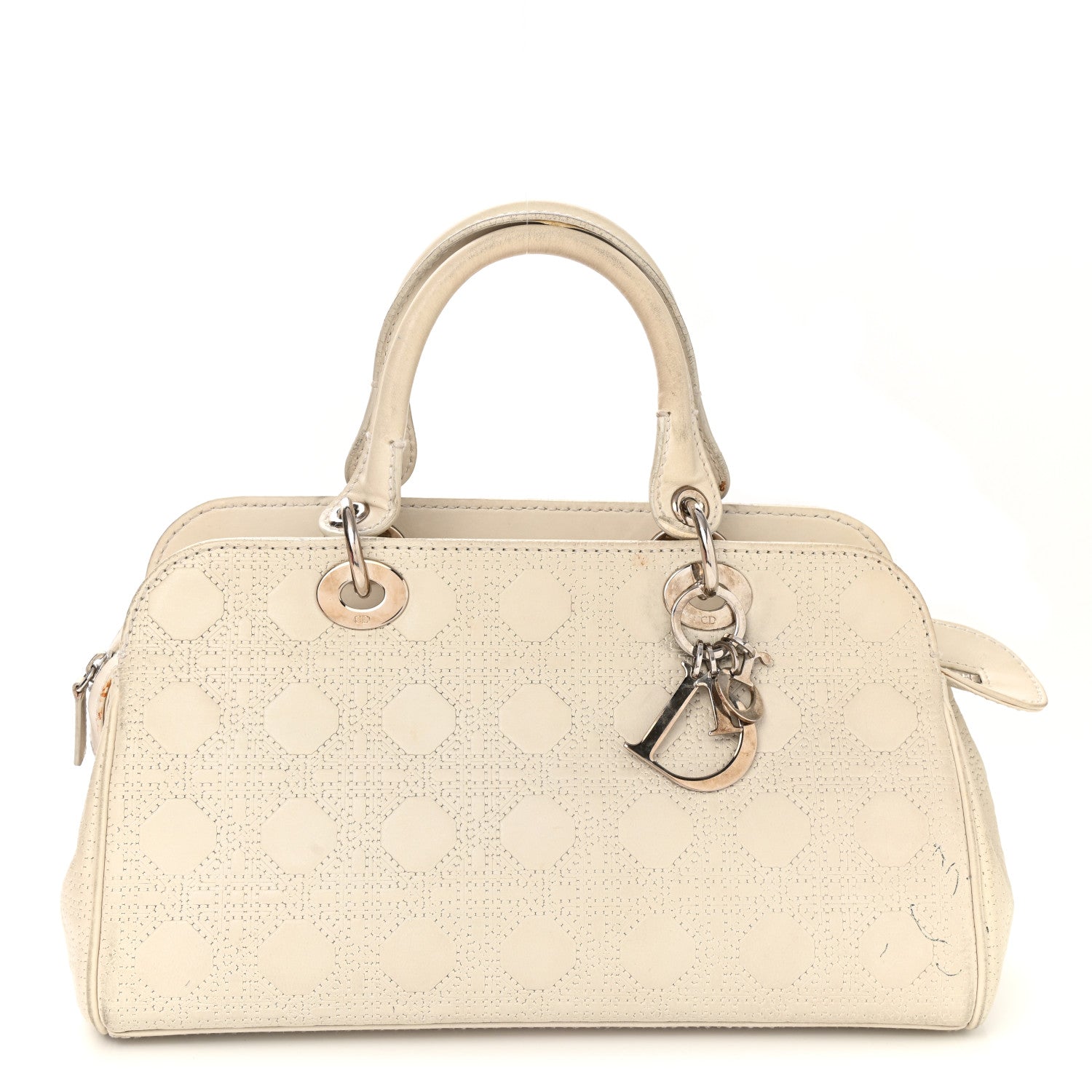 Christian Dior Lambskin Cannage Soft Lady Dior Satchel White 1 of 23