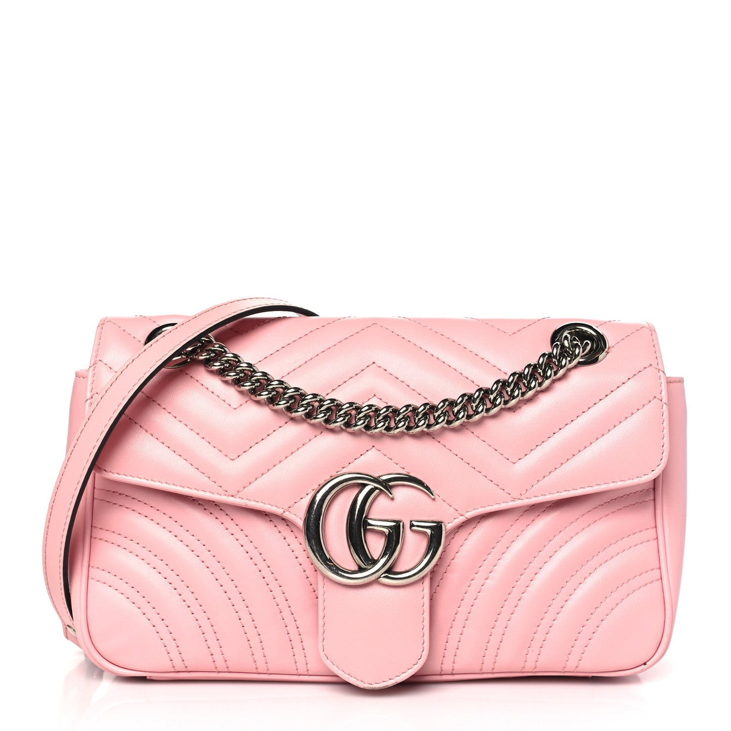 Calfskin Matelasse Small GG Marmont Shoulder Bag Wild Rose
