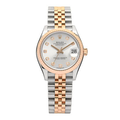 Rolex Stainless Steel 18K Everose Gold Diamond 31mm Oyster Perpetual Datejust Watch Silver 178271 1 of 5